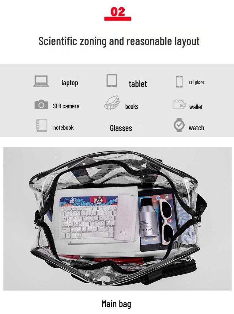 Korean Style Transparent Travel Bag - Large Capacity Water-Repellent Gym and Beach Tote