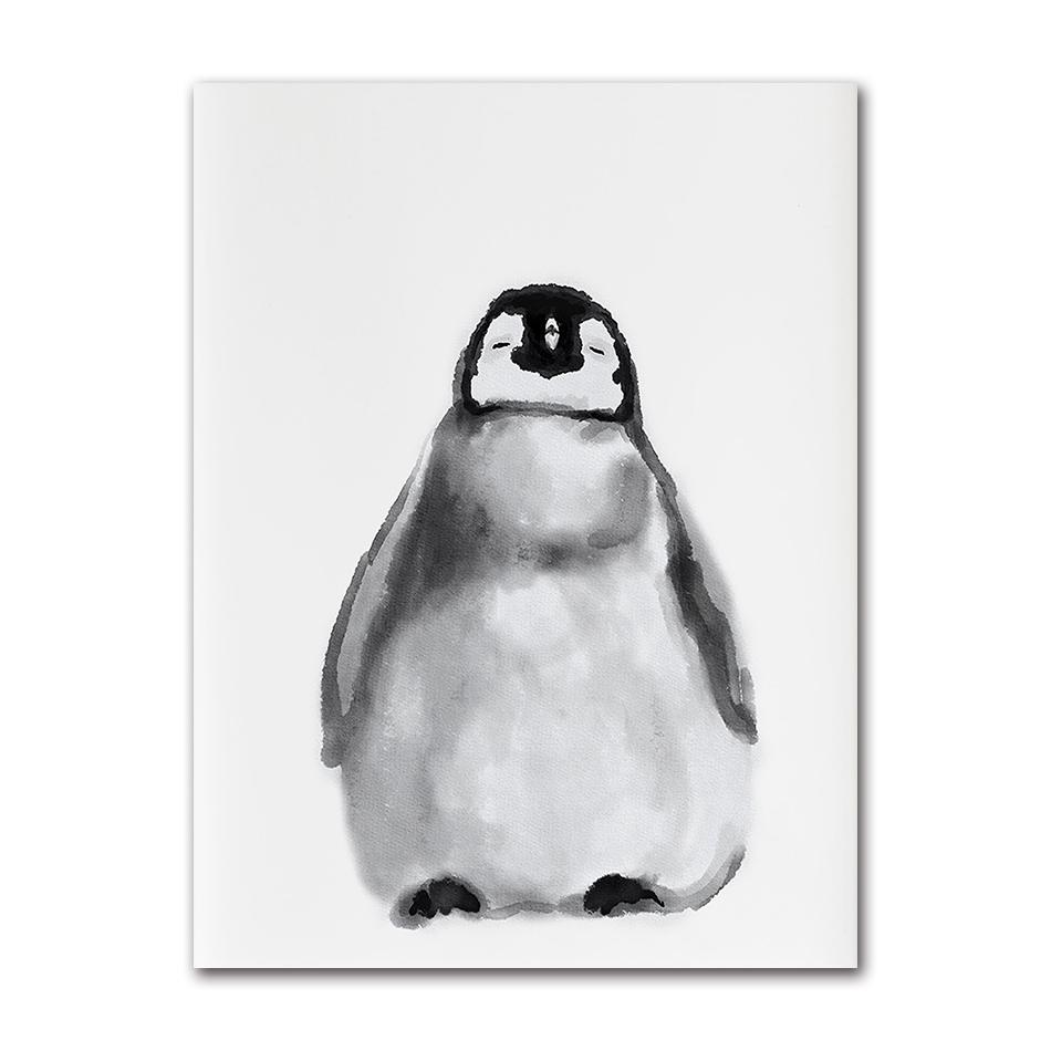 Watercolor Cute Penguin Family Poster Baby Animal Canvas Painting Print Wall Art Picture Nursery Baby Room Home Decor Mural