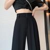 Summer Women's Casual Pants Wide Leg Pants Elegant Office Lady Solid Color High Waist Loose Trousers Female