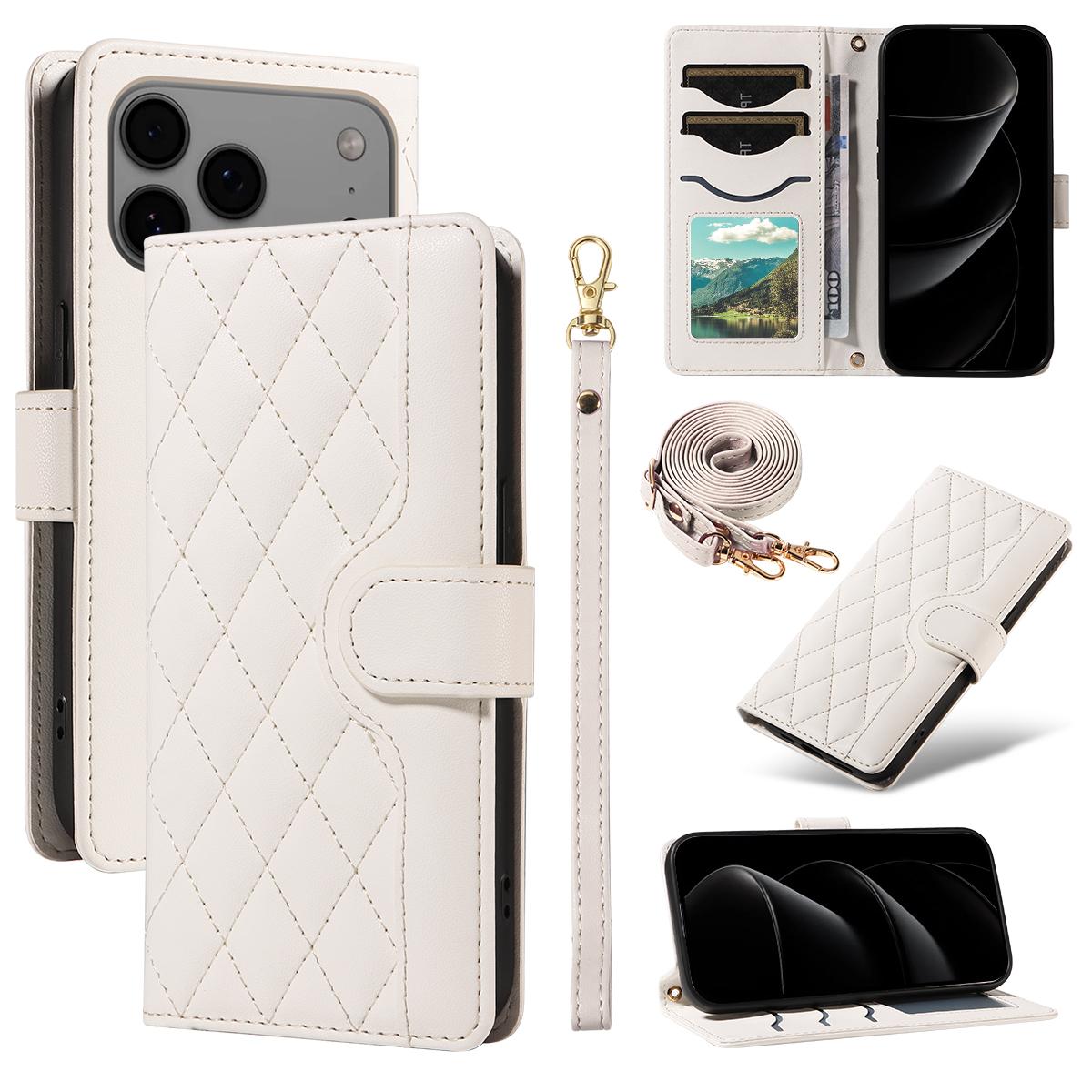 

Crossbody Magnetic Cards Solt Wallet Leather Flip Case For iPhone 17 Pro Max 16 Plus 15 14 13 12 11 16E kickstand Bag Book Cover iPhone 15 Pro білий