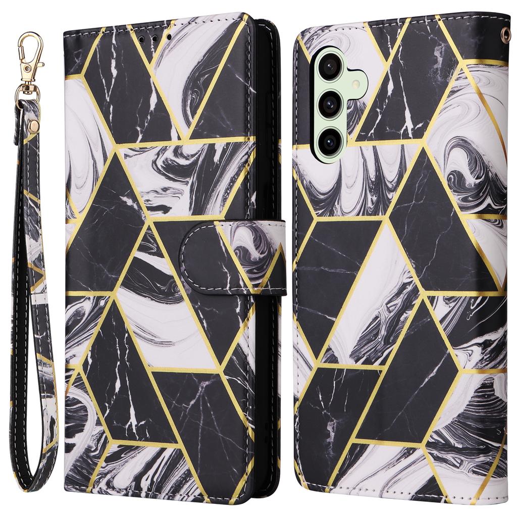 For Samsung Galaxy S24 FE Case Lacquered Marble Pattern Leather Phone Cover