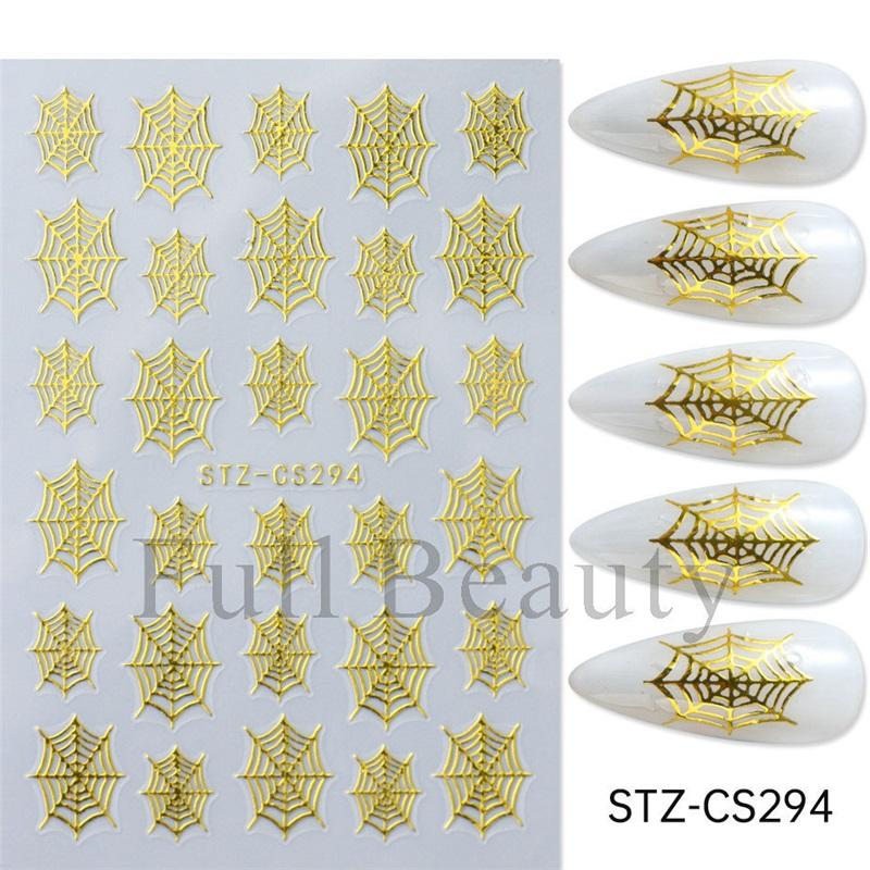 New Nail Art Stickers Halloween Pumpkin Ghost Love Spider Web Cute Cartoon Adhesive Nail Stickers