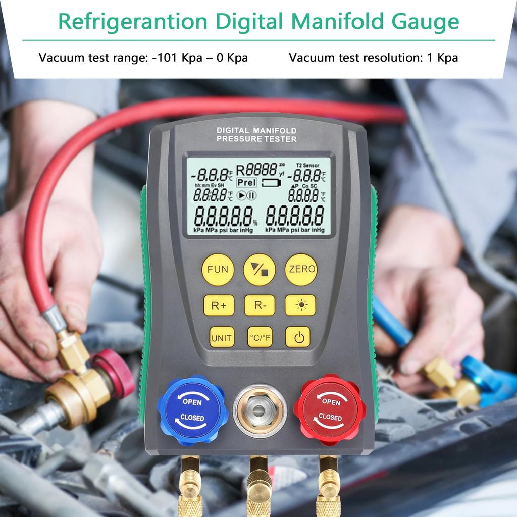 Pressure Gauge Refrigeration Digital Vacuum Pressure Manifold Tester Meter Temperature Tester Digital Manifold Gauge Meter Tools