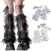 Women's Lace Leg Warmers with Leg Rings Summer Mesh Flared Leg Sleeves Boot Cuffs Subculture Leg Socks Streetwears