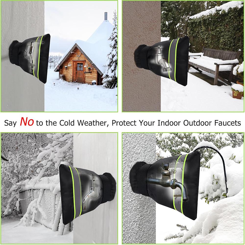 4Pcs Reusable Waterproof Outdoor Faucet Covers With Green Reflective Strip