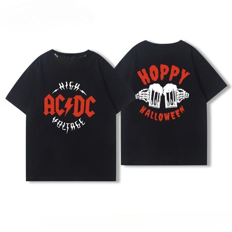 ACDC Rockband Peripherie Kurzarm-T-Shirts für Männer und Frauen Reine Baumwolle Amerikanischer Street Hip-Hop Freizeitkleidung für Sommer