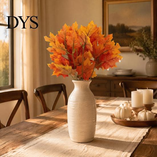 Lifelike Plastic Greenery Vines Autumn Artificial Flowers Bouquet, Realistic Floral Arrangement with Layered Quirky Fun Decor for Living Room