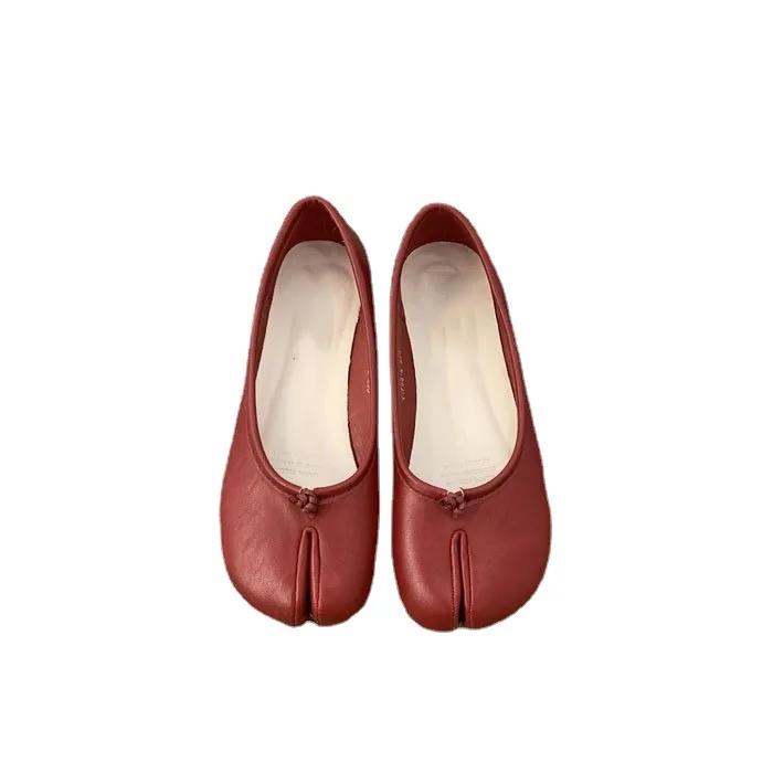 Japansk Stil2025Sko Dame Koselige Skinnballerinaer Splitthov Tå Loafers Femme Mary Jeans Mocasines Damesko
