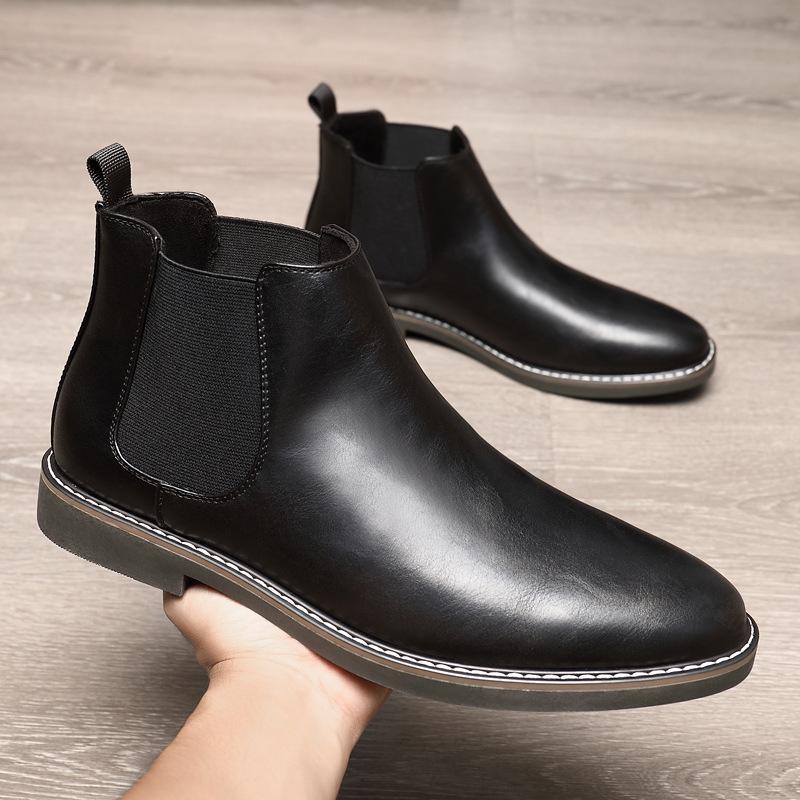 Luxury Brand Boots for Men Classic Chelsea Boots Fashion Business Dress Boot British Style Leather Boots Casual High Top Booties