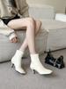 2025 European and American Style Square Head Elastic and Thin High Heel Stiletto Short Boots