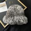 Women S Winter Warm Fluffy Rabbit Fur Blend Knit Bucket Hat