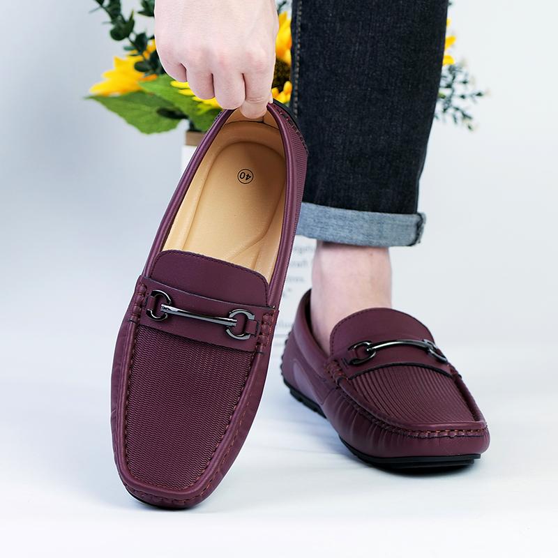 New Brand Design Luxury Highquality Decorative Buckle Men Comfortable Soft Flat Bottomed Square Head Driving Leisure Loafer Shoe