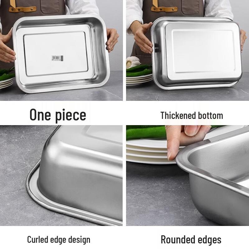 Rechteckiges Serviertablett aus Edelstahl 430