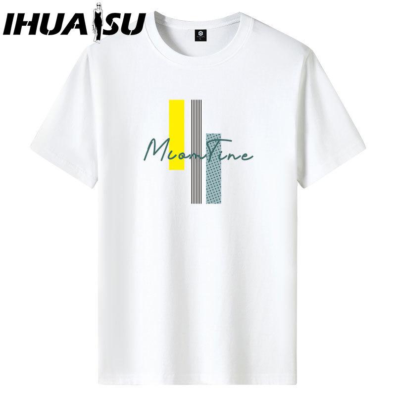 IHUASU Kurzarm-T-Shirt aus Baumwolle für Herren, modisch, lockeres Halbarmhemd, bedrucktes mitfühlendes Hemd