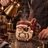 Decorative Cauldron Mug for Fans 3D Dark Christmas Santa Mug, Ugly Design Ceramic Coffee Cup with Gothic Horror Style Travel Handle, Novelty