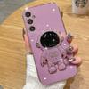 S24FE S25 Ultra Astronaut Holder Plating Case For Samsung Galaxy A16 A26 A36 A56 A15 A35 A55 M15 M35 M55 Silicone Stand Cover