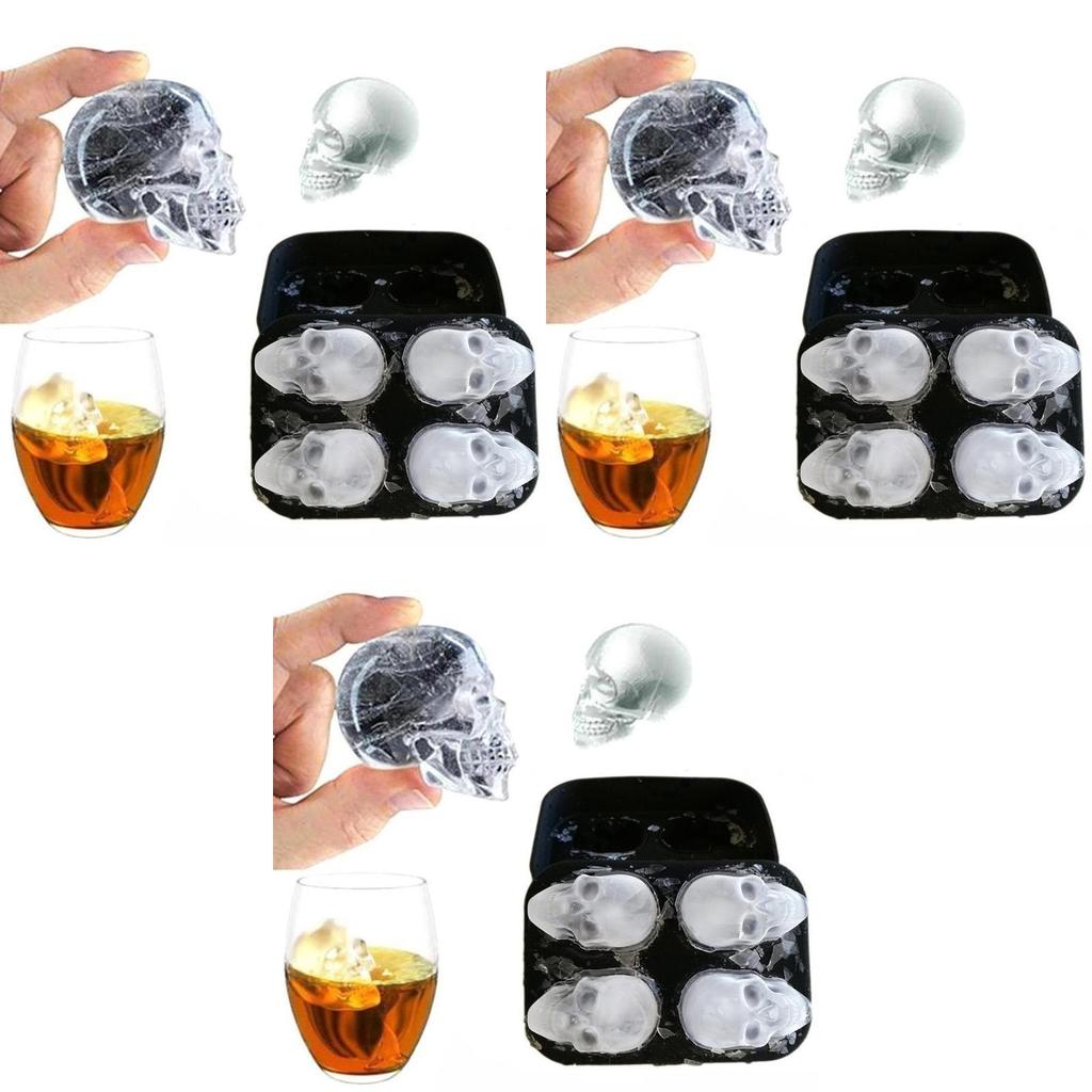 Premium Silicone 3d Skull Ice Ball Cube Tray For Creative Chocolate Baking