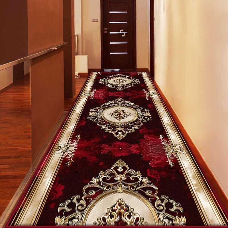 European Style Luxury Runner Hallway Carpet Decoration Hall Long Corridor Anti Slip Rugs Customizable Stairs Aisle Washable Mat