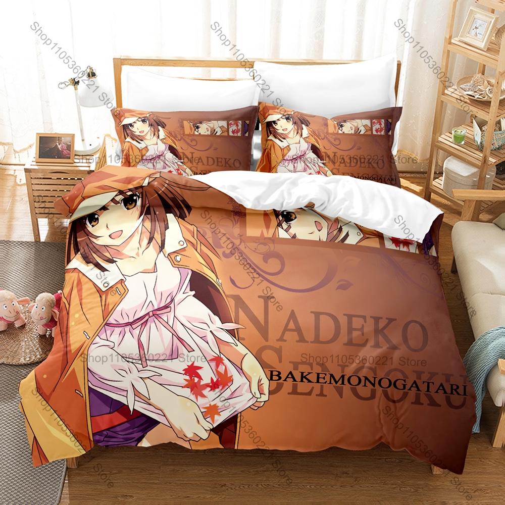 Крутой Популярный Набор Постельного Белья по Аниме-Манге Серии Monogatari 1 Пододеяльник + 2 Наволочки HD Цифровая Печать Постельное Белье