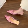 New Style Popular Small Fragrant Wind High Heel Half Slippers Spring/summer Vintage High Heels Gentle Single Shoe Sequined Shoes