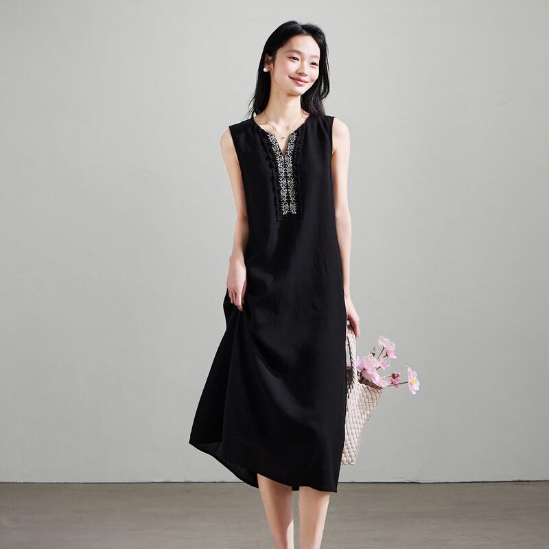 SOFSIL 2026 Summer Embroidered V-Neck Sleeveless Dress XL