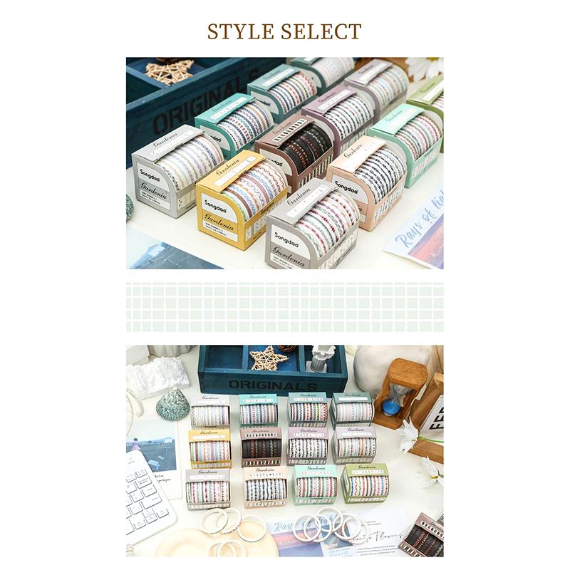 10 Role Slim Basic Bandă Washi Consumabile Scrapbooking Set Bandă Washi Curcubeu Bandă Adezivă Decorativă Jurnal Jurnal Benzi Washi