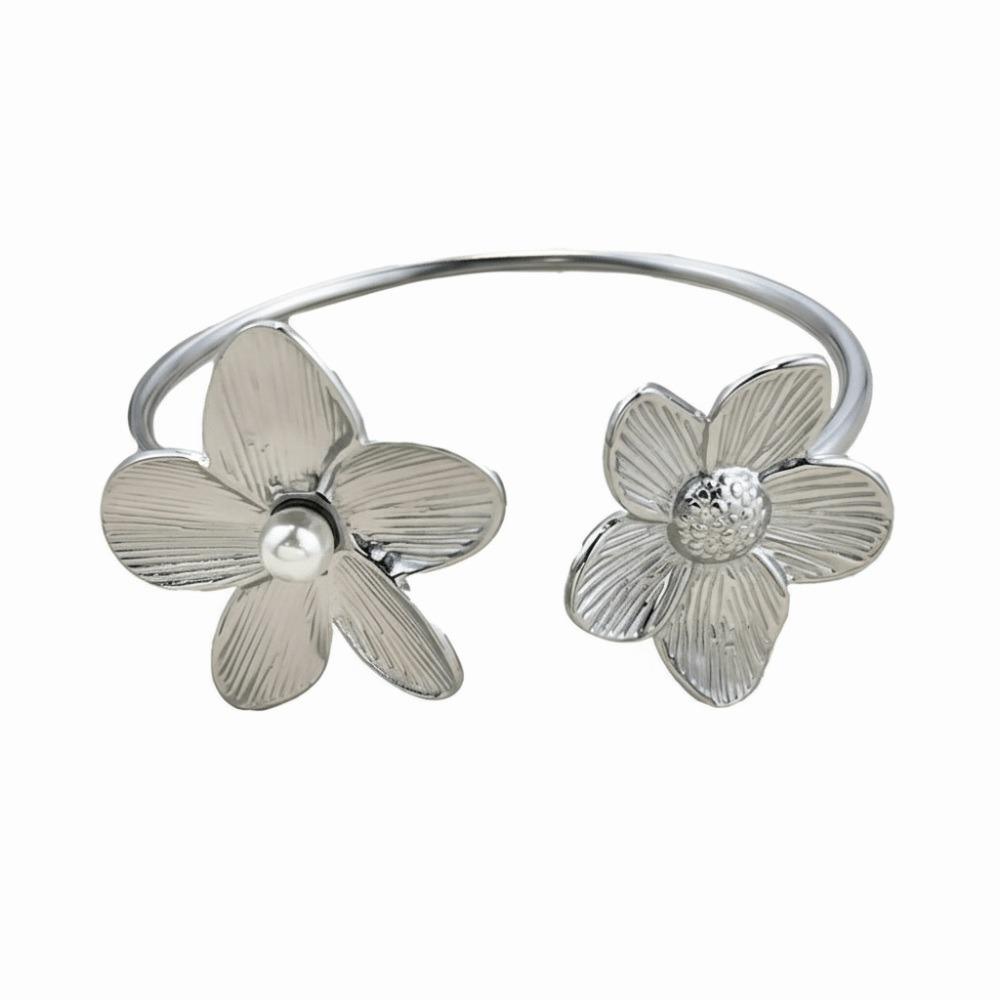 Stainless Steel Flower Bracelet Spliced Flower Cuff Bracelet Charm Bracelet  Female Accessories