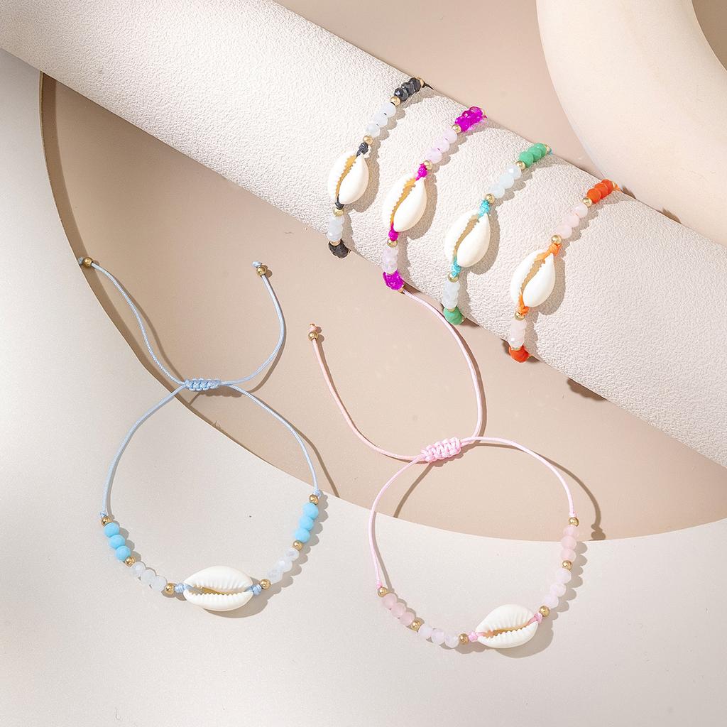 Bohemian Adjustable Shell Hand Rope Women's Summer Beach Rice Bead Shell  Spot