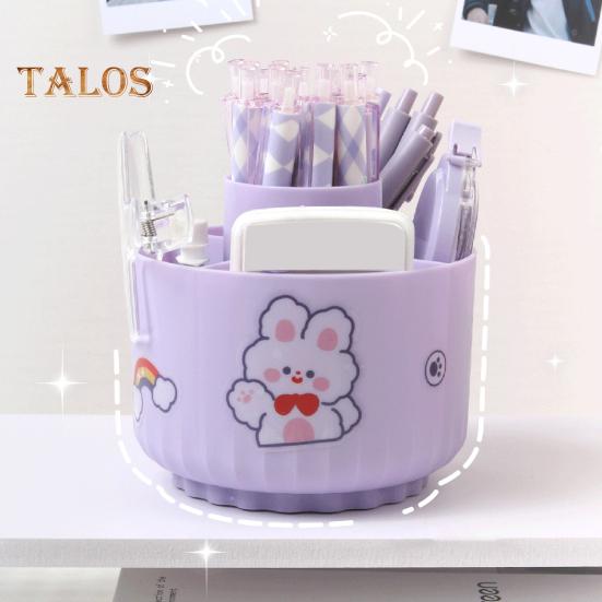 Makeup Brush Holder Cosmetic Storage Box 360-Degree Rotatable 5 Slot Design Large Capacity Pencil Case Desktop Organizer