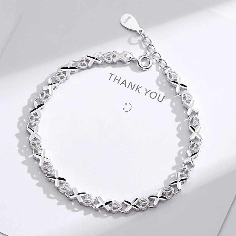Korean Style Sterling Silver Crystal Beaded Bracelet for Women - Simple, Personalized Gift for Girlfriend or Bestie