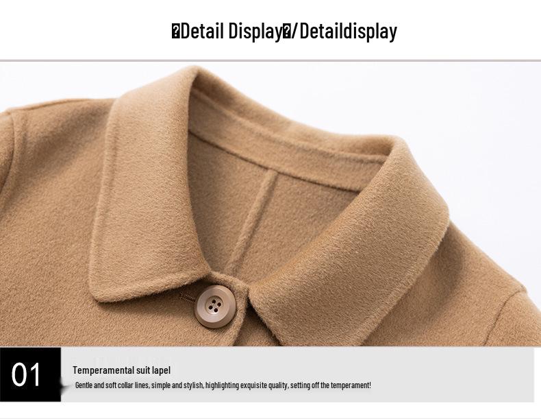Women's Mid-Length Slimming Woolen Coat - Double-Sided, Camel Color, 2026 New Autumn/Winter Collection