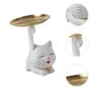 Cartoon Cat Statue with Tray Art Crafts Fine Workmanship Collecting Table Ornament for Bedroom Shelf Entrance Living Room Porch