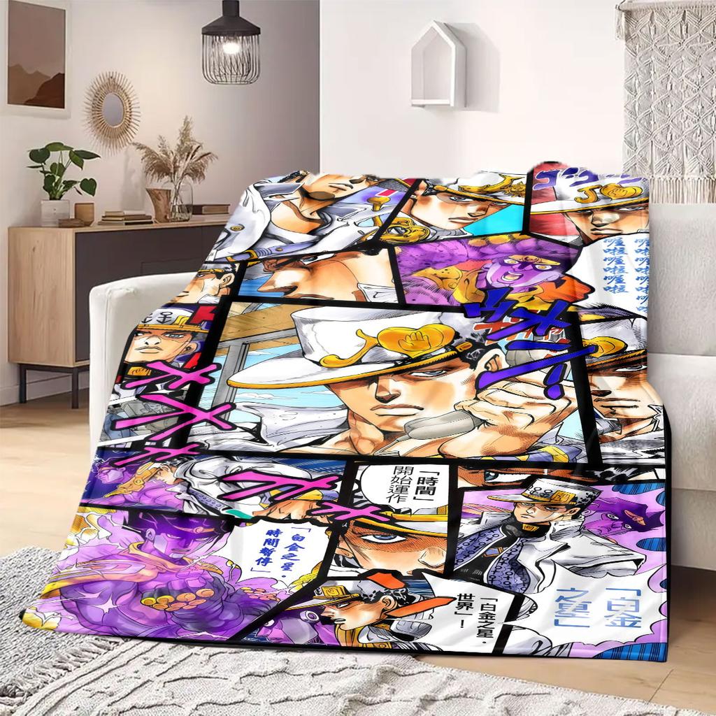JOJO Anime Flanelldecke Warm, Gemütlich, Geeignet für Schlafzimmer, Sofas, Betten, Stühle, Picknicks, Reisen