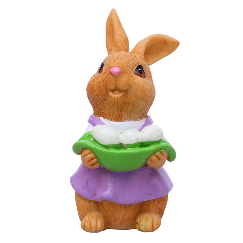 Handcrafteds Easters Bunnys Resins Figurine for Festive Home Decoration and Seasonal Celebration