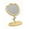 Makeup Mirror Desk Rotating Flower Shaped Clear Imaging Tabletop Vanity Mirror for Office Bedroom Yellow