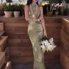 2026 European and American Summer New Temperament Pure Desire To Hang the Neck, Waist, Slim and Thin Cheongsam Collar Long Dress
