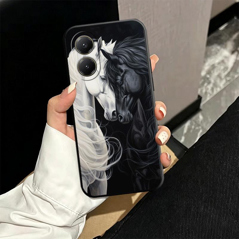 Black Horse Galloping Soft Phone Case for Xiaomi Poco X5 X6 X7 X8 Pro Max X3 F7 F8 Ultra M8 M7 M6 M5 Redmi 15 15C 14C 13C 12C X4