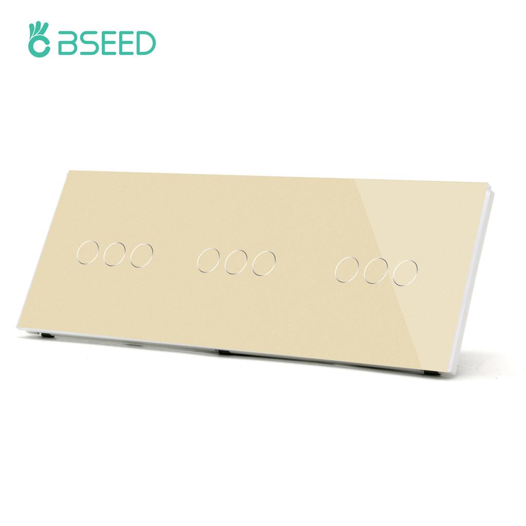 BSEED EU Standard 1/2/3Gang Touch Switches 1way Light Sensor Switch With USB Sockets Wall Sockets Type-C Ports Glass Panel