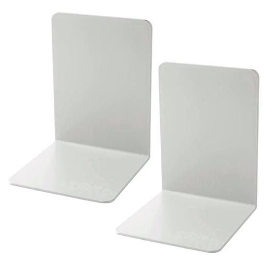 2Pcs Metal Bookends Solid Color Sturdy Metal Construction Anti-Slip Pad Design Desktop Bookend Metal Bookshelf
