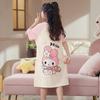 2026 Girls Cotton Nightdress Short Sleeve Pajama Dress Kids Ages 8-14 Soft Breathable Sleepwear
