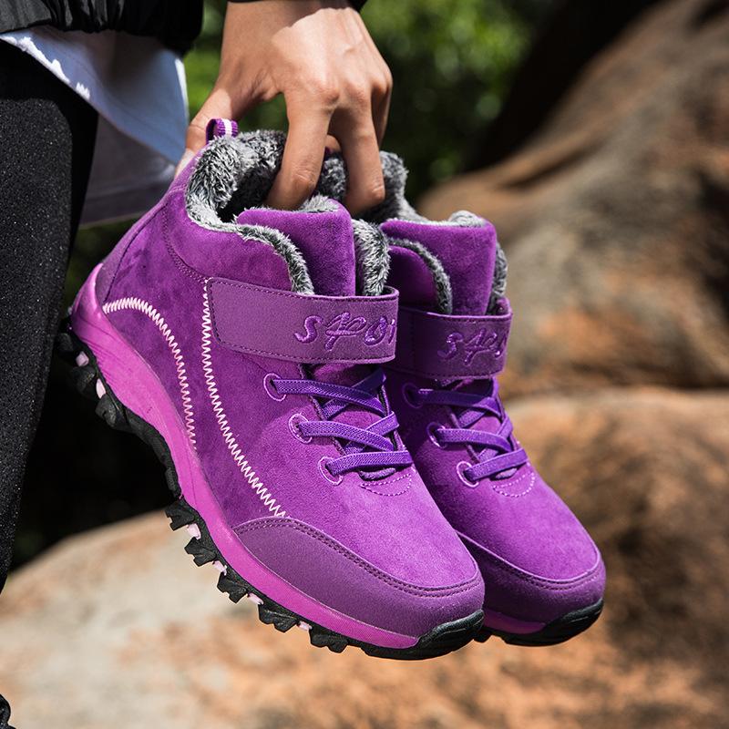 Fur Warm Snow Women Winter Men Boots with  Non-slip Boots Men Work Casual Shoes Sneakers High Top Rubber Ankle Boots Plus Size