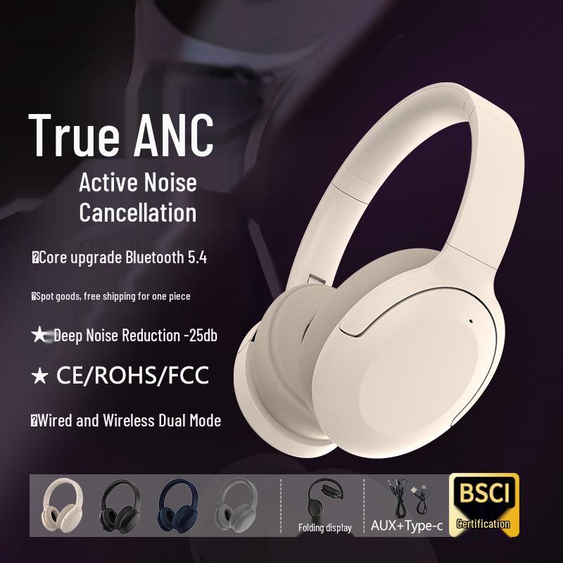 New Foldable Over-Ear Bluetooth Headphones with True Wireless and Active Noise Cancelling