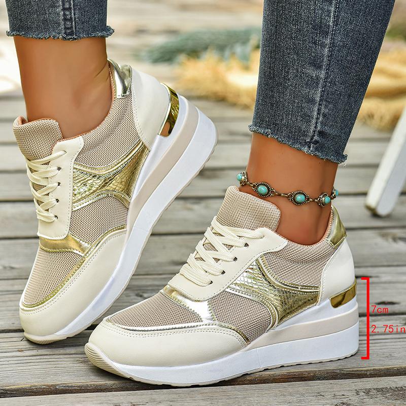 Women's Lightweight Wedge Sneakers Fashion Lace Up Non Slip Running Shoes for Women Casual Comfortable Walking Shoes Plus Size