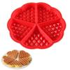 Waffle Mold - Red - Silicone - 18cm - 5 Heart-Shaped Holes - Dishwasher Safe