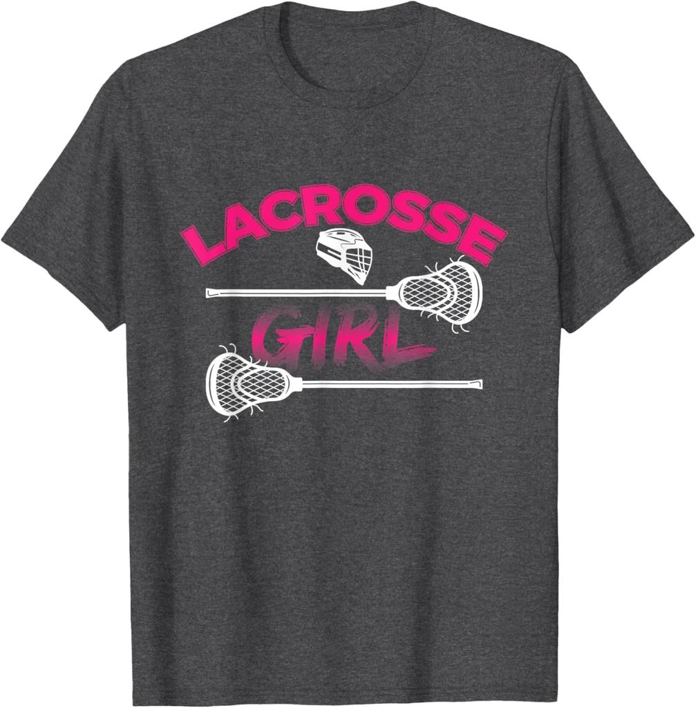 T-shirt Graphique Fille Lacrosse Respirant Manches Courtes Décontracté pour Femmes