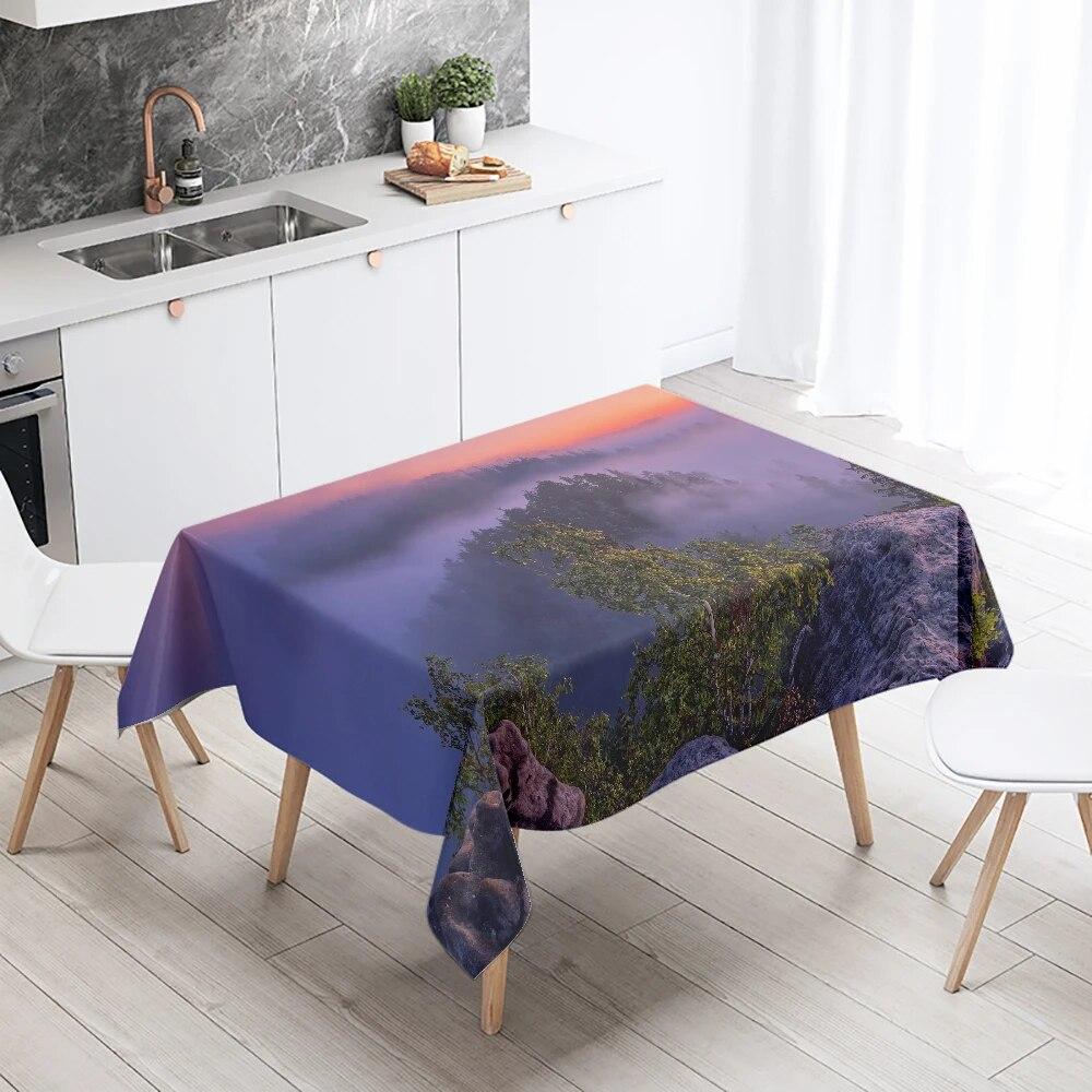 Mountains and Lakes Scenery Tablecloth Outdoor Camping  Antifouling Waterproof Home Kitchen Table Decoration