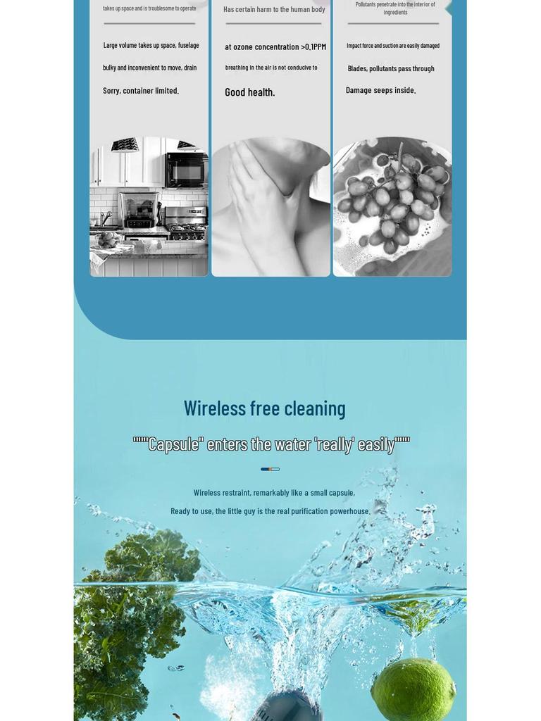 Wireless Fruit & Vegetable Purifier: Household Appliance for Washing and Disinfecting Produce, Removing Pesticide Residues.