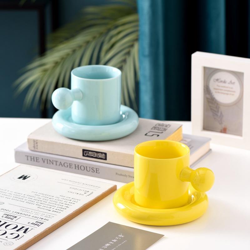 Vysoce hodnotný keramický hrnek Macaron Nordic INS, sada podšálků a hrnků na kávu, kreativní dárek