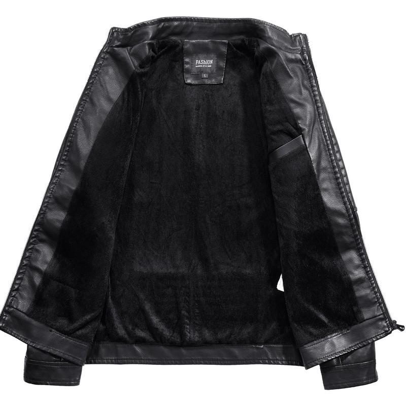 Men's Thin Spring and Autumn New Slim Korean Style Plus Velvet Handsome Young Motorcycle Leather Jacket Men