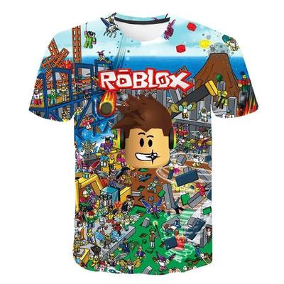 Camiseta Roblox para Niños Camiseta Deportiva de Juego para Niños Camiseta Manga Corta de Dibujos Animados para Niños Estampado 3D Casual Ropa Street Harajuku